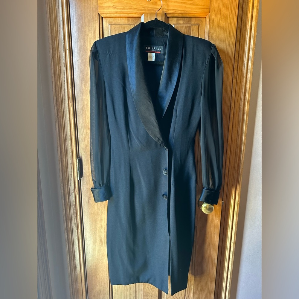 Vintage suit dress with sheer sleeves JR Nites - Picture 2 of 11